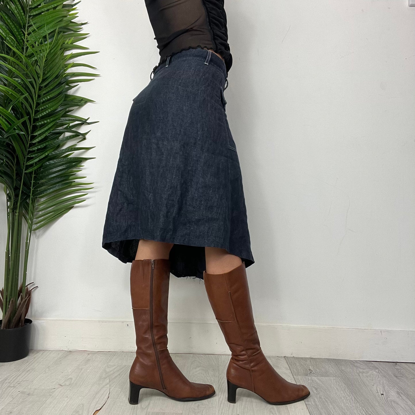 Vintage Marlboro Asymetric Denim Midi Skirt