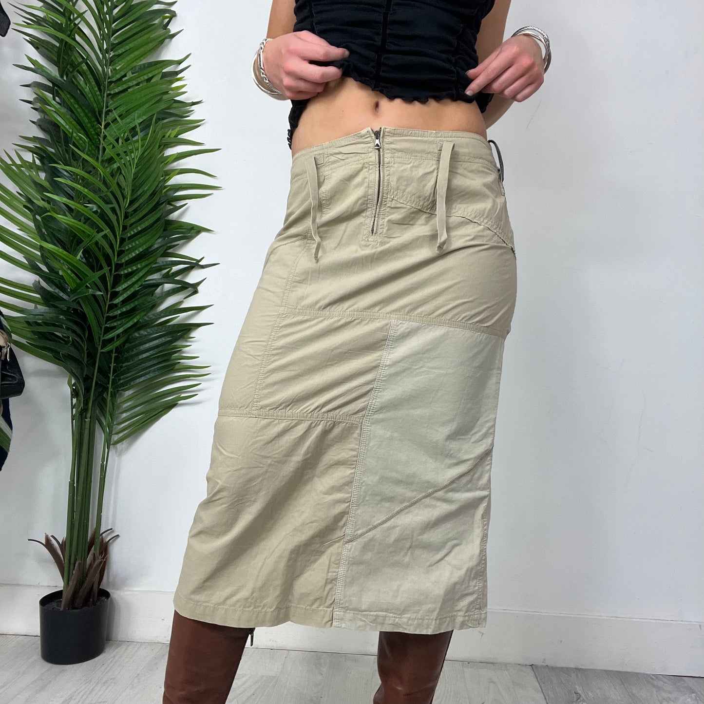 Napajiri Beige Midi Skirt