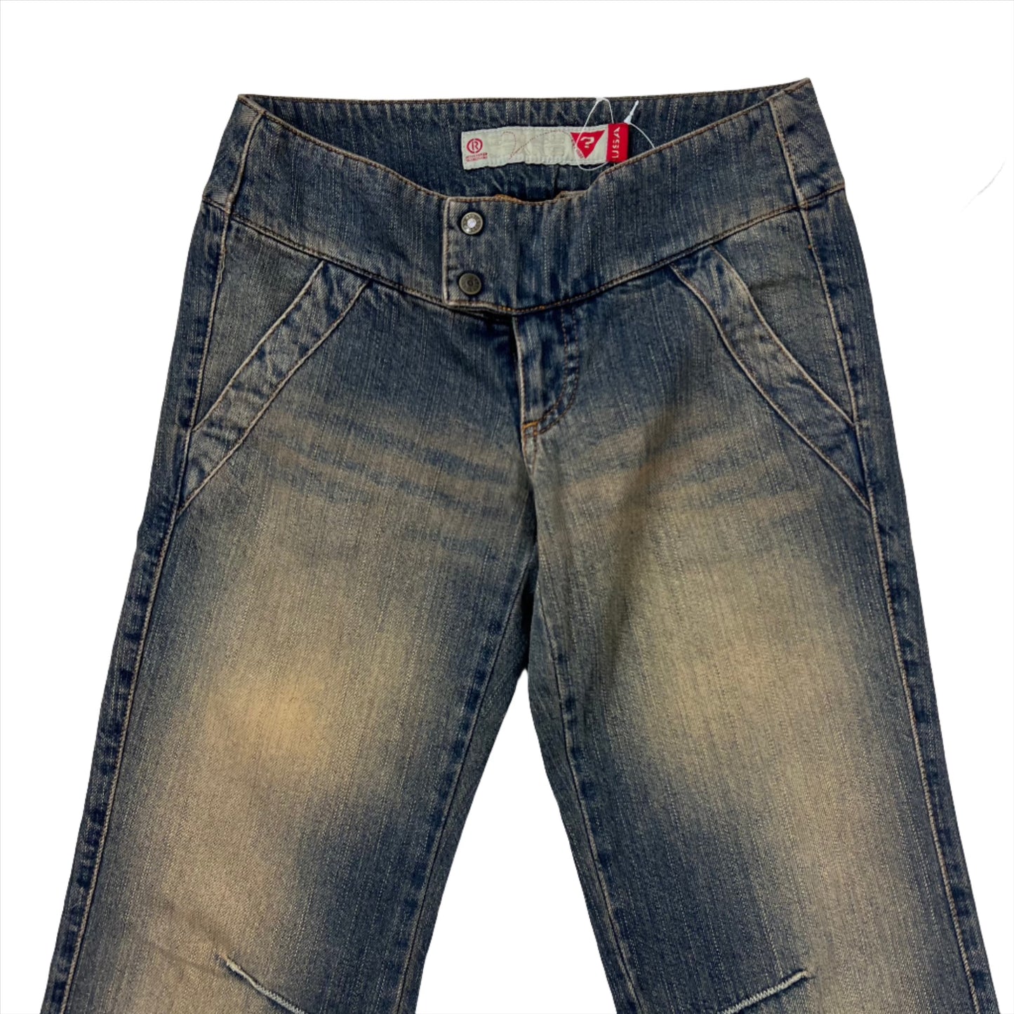 Y2K Guess Low Rise Flared Jeans Acid Washed