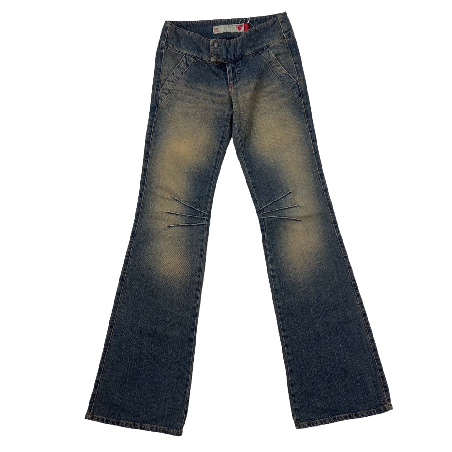 Y2K Guess Low Rise Flared Jeans Acid Washed