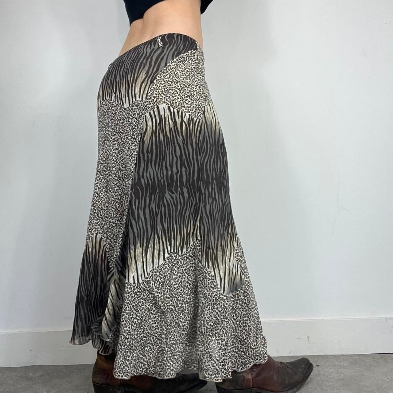 90s animal print long maxi skirt