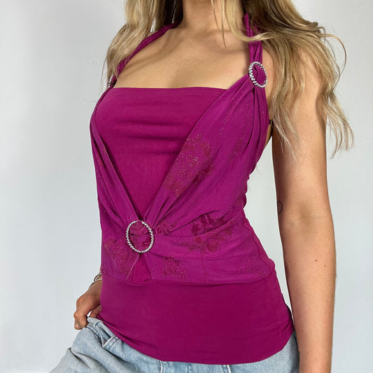 00s vintage pink buckle halter top - Size S