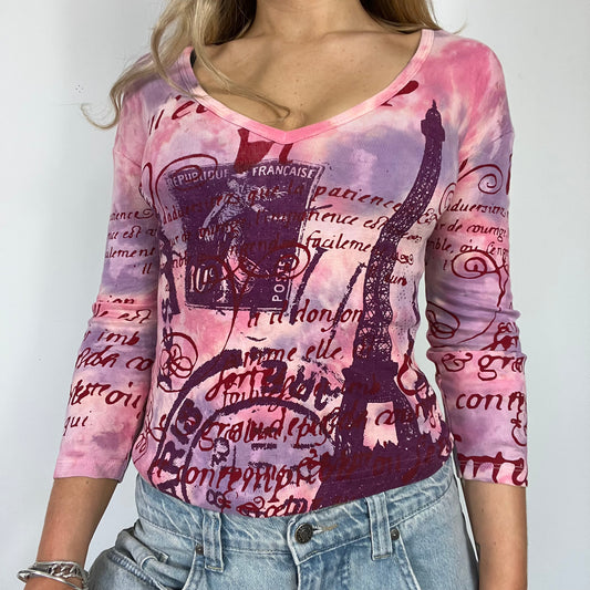 00s vintage pink graphic long sleeve top