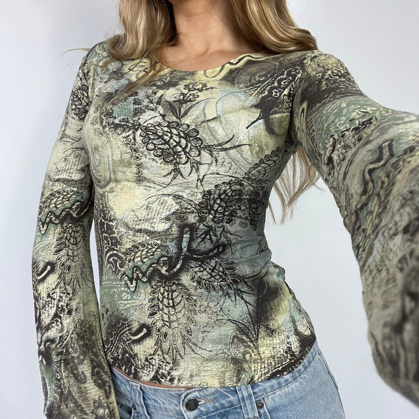 00s vintage graphic long sleeve top - Size S