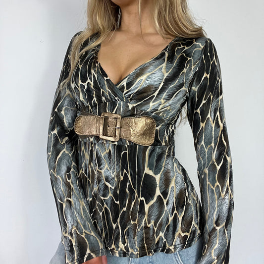 00s vintage long sleeve buckle top - Size S