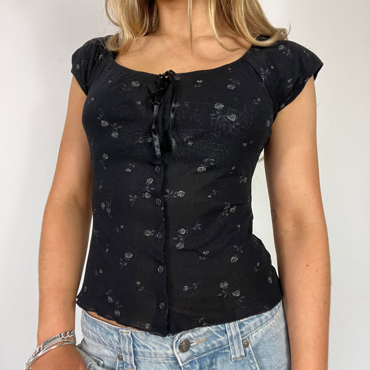 00s floral off shoulder button up top - Size S