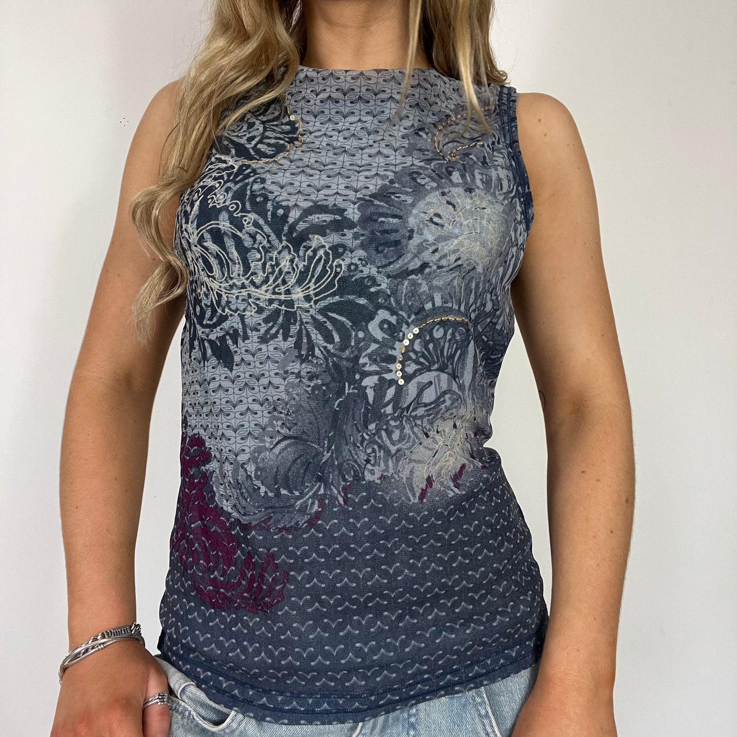 00s vintage Mexx mesh graphic vest top - Size M