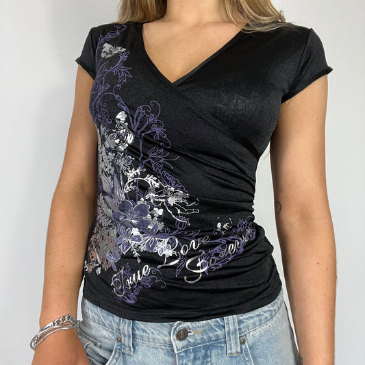 00s vintage graphic mesh wrap top - Size S