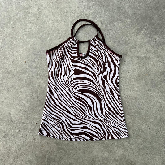 Zebra halter neck strappy vest