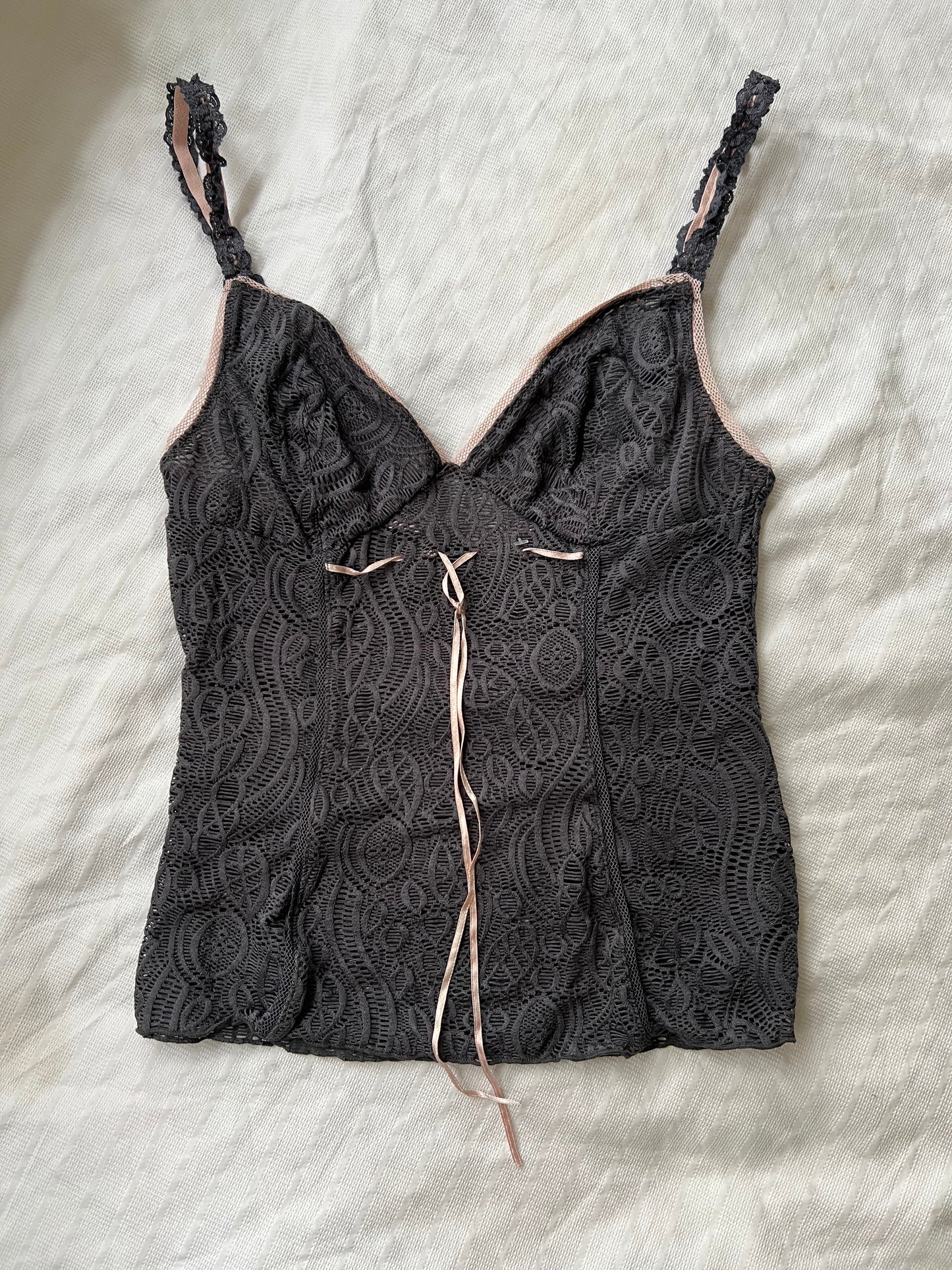 90s lace tie cami top - Size S