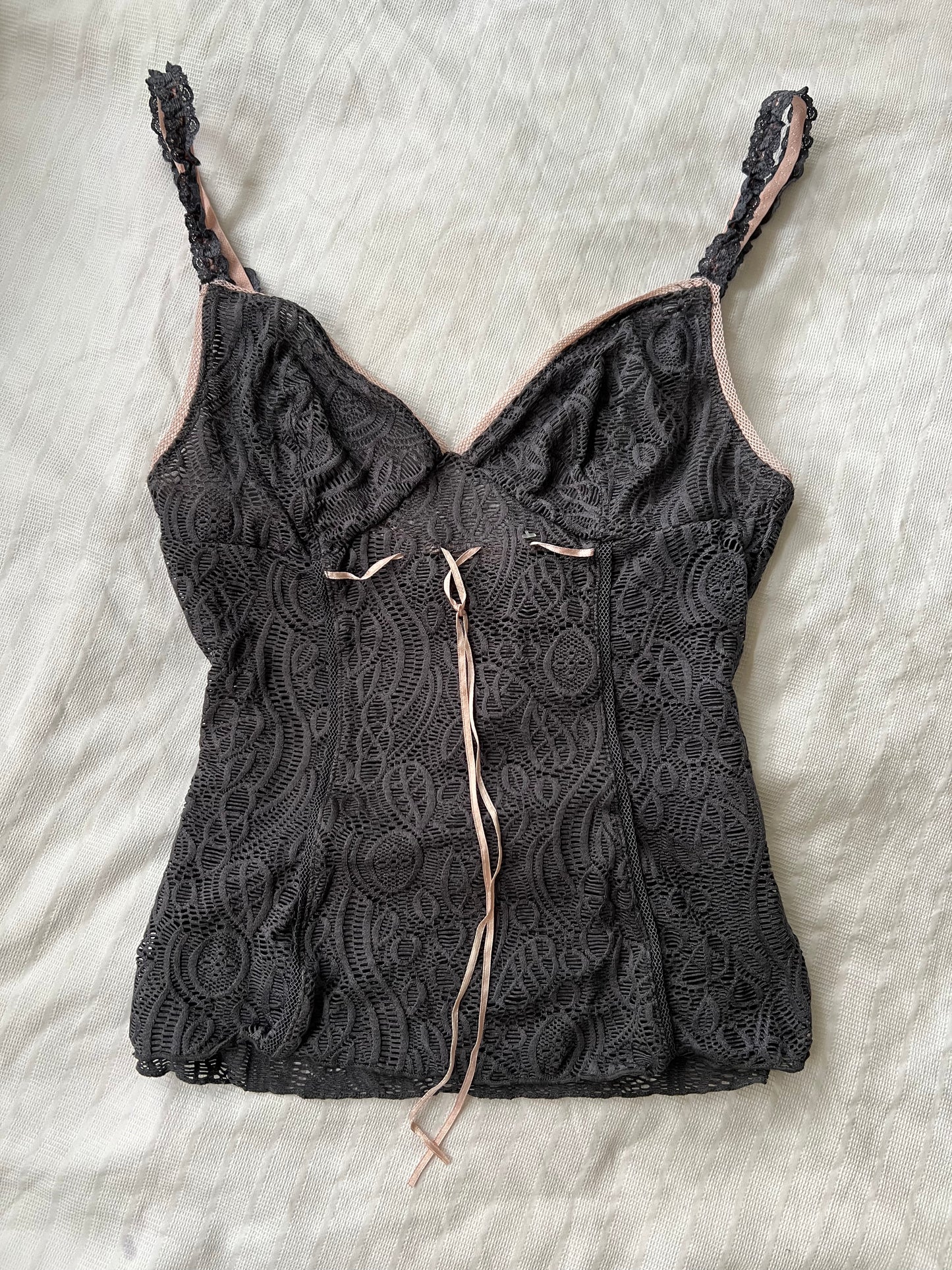 90s lace tie cami top - Size S
