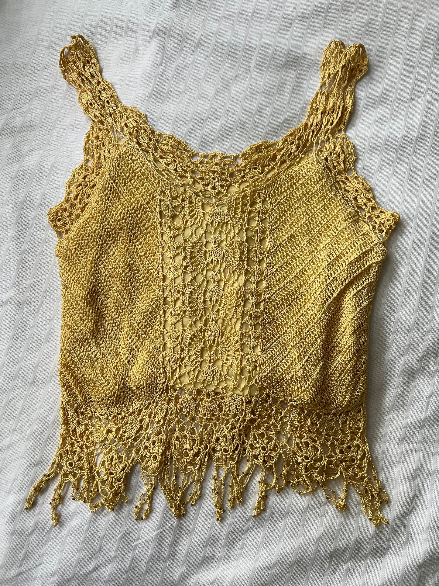 90s crochet tassle vest top - Size M