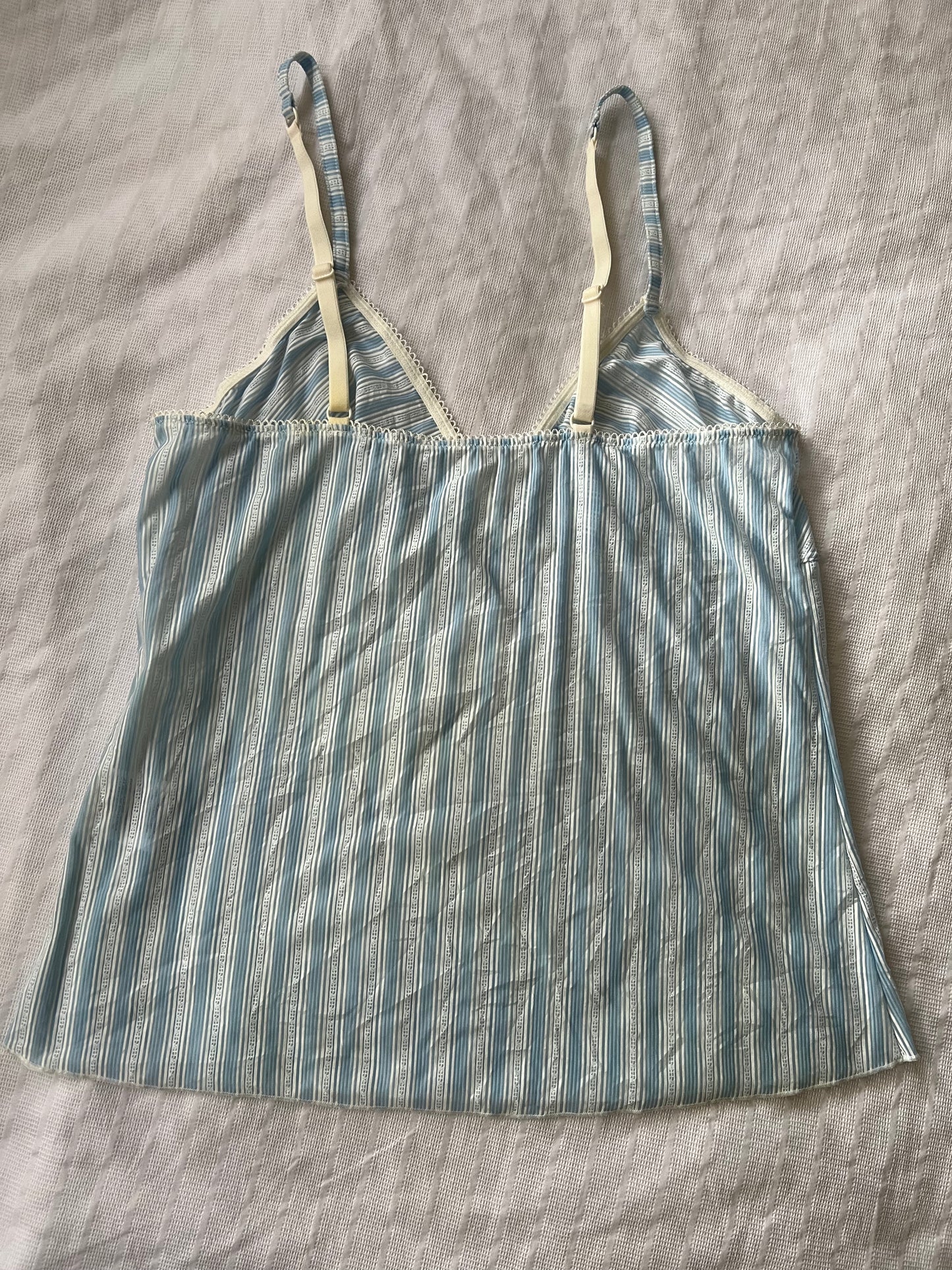 90s stripey blue mesh cami top - Size S