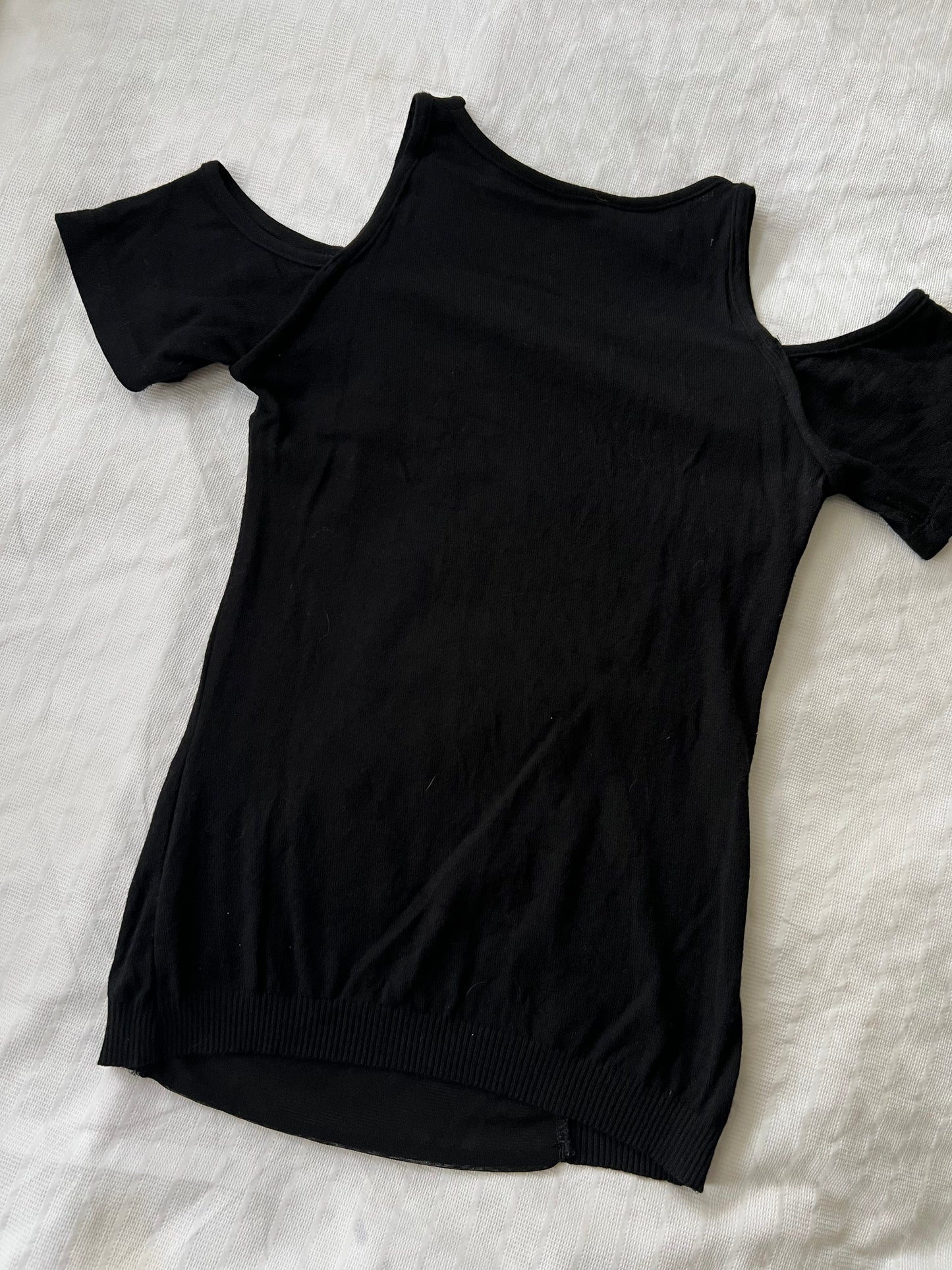 00s black knit mesh sequin top - Size S