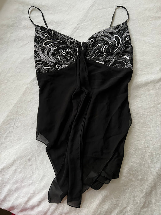 90s black mesh lace cami top - Size S