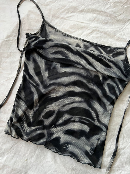 00s vintage mesh printed cami top - Size S