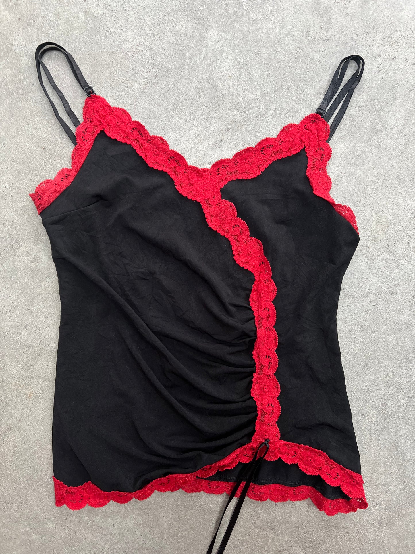 00s black and red mesh cami top