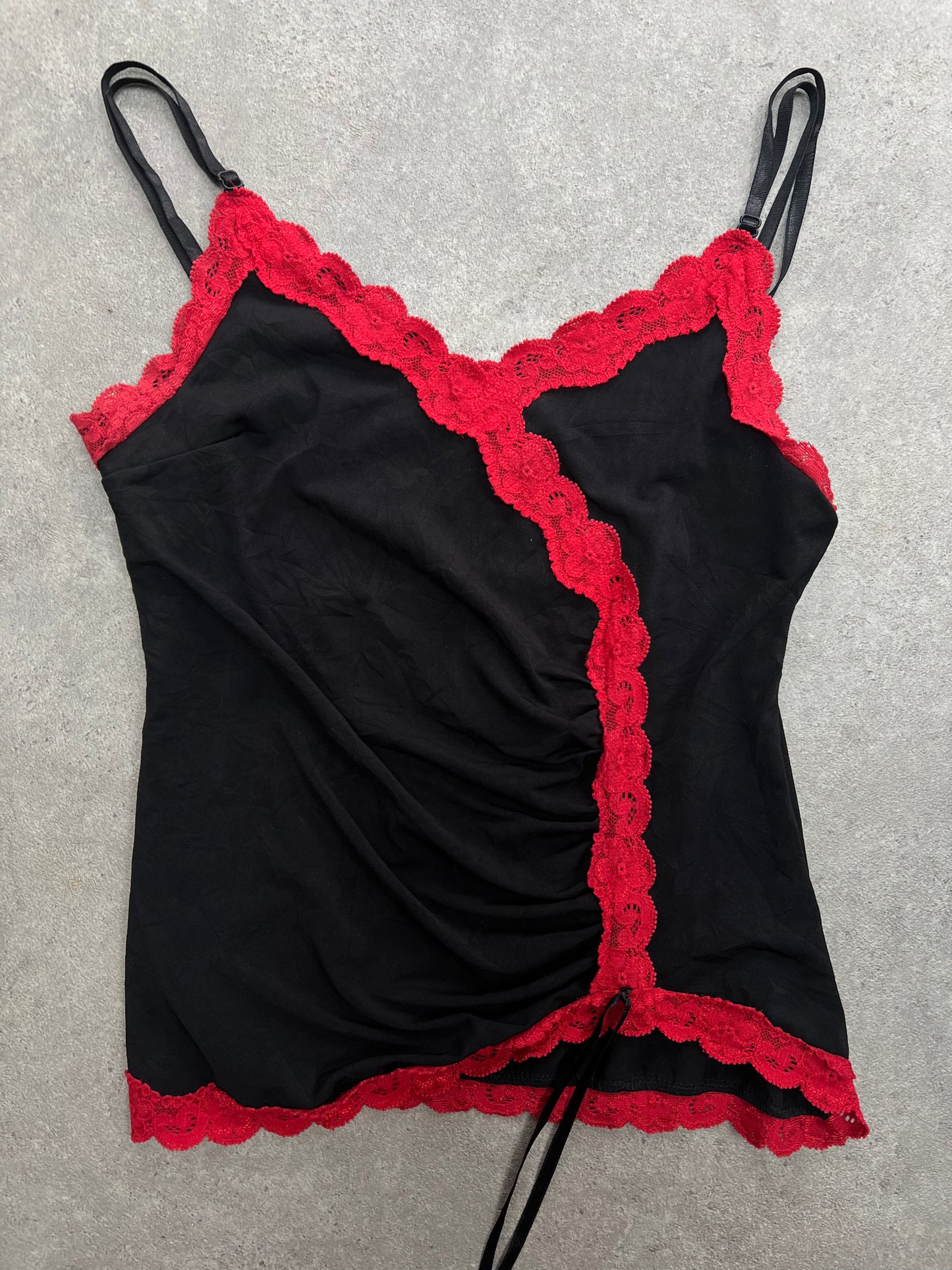 00s black and red mesh cami top