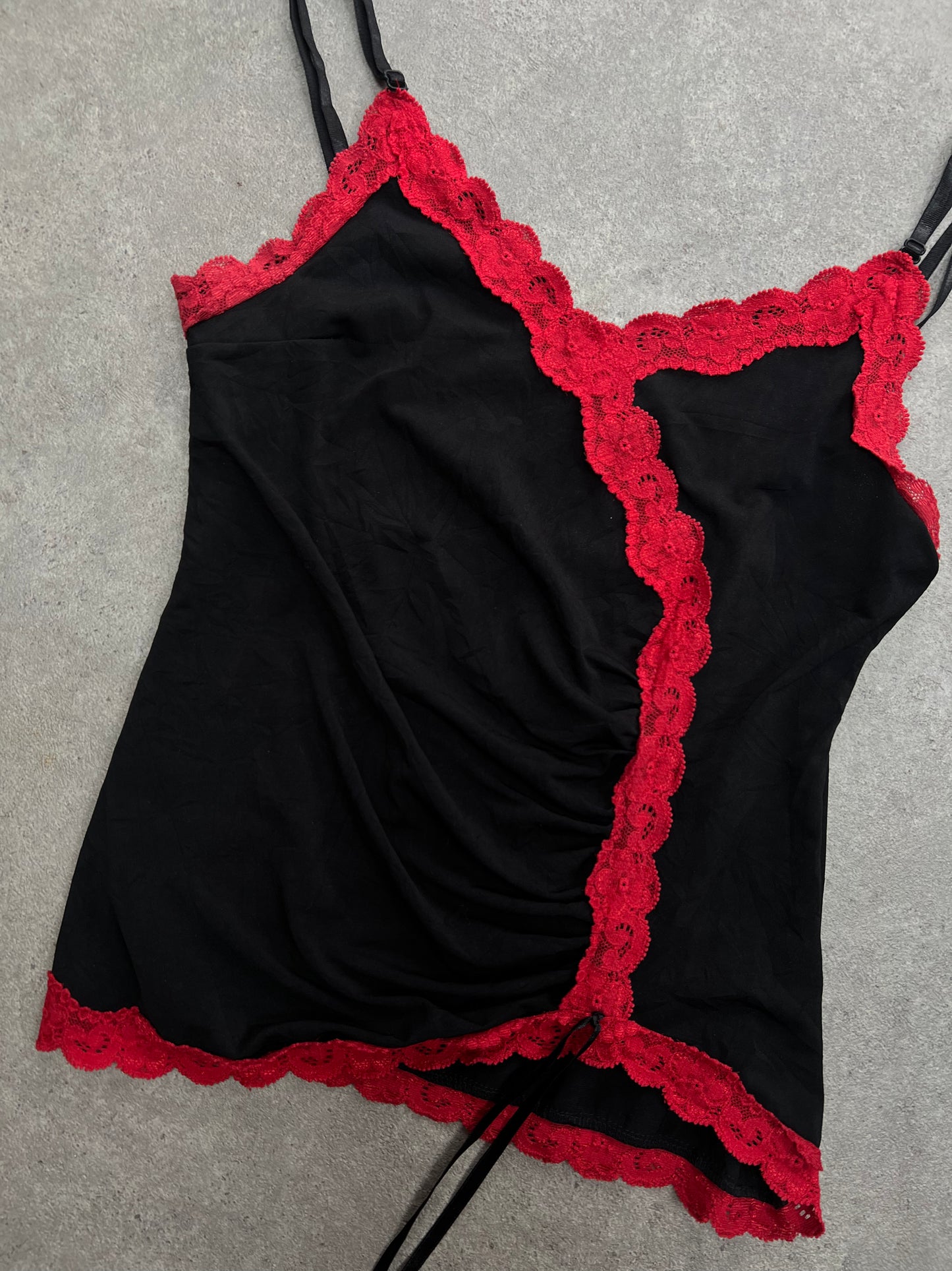 00s black and red mesh cami top