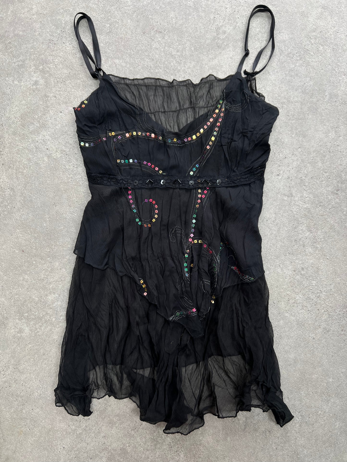 90s glitter ruffle glitter vest top - Size M