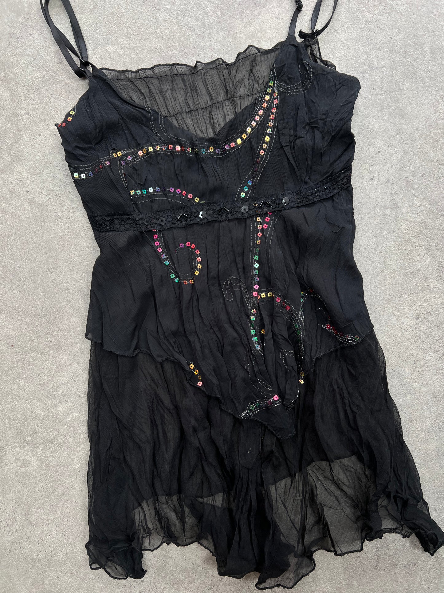 90s glitter ruffle glitter vest top - Size M