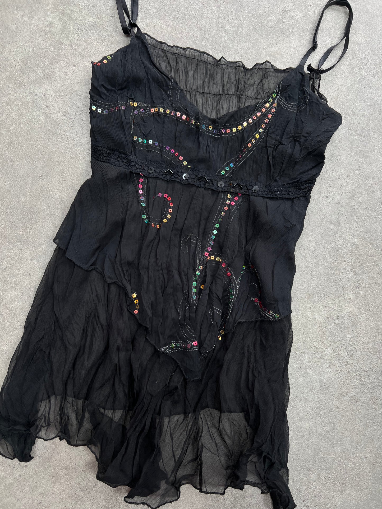 90s glitter ruffle glitter vest top - Size M