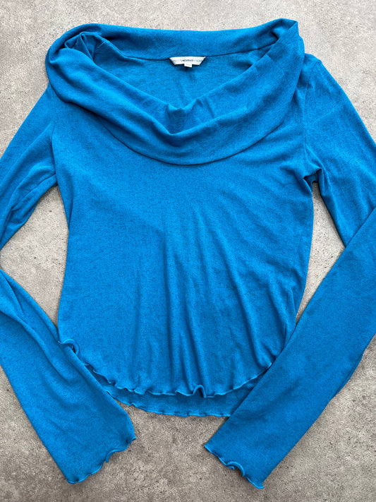 90s blue stretchy long sleeve - Size S