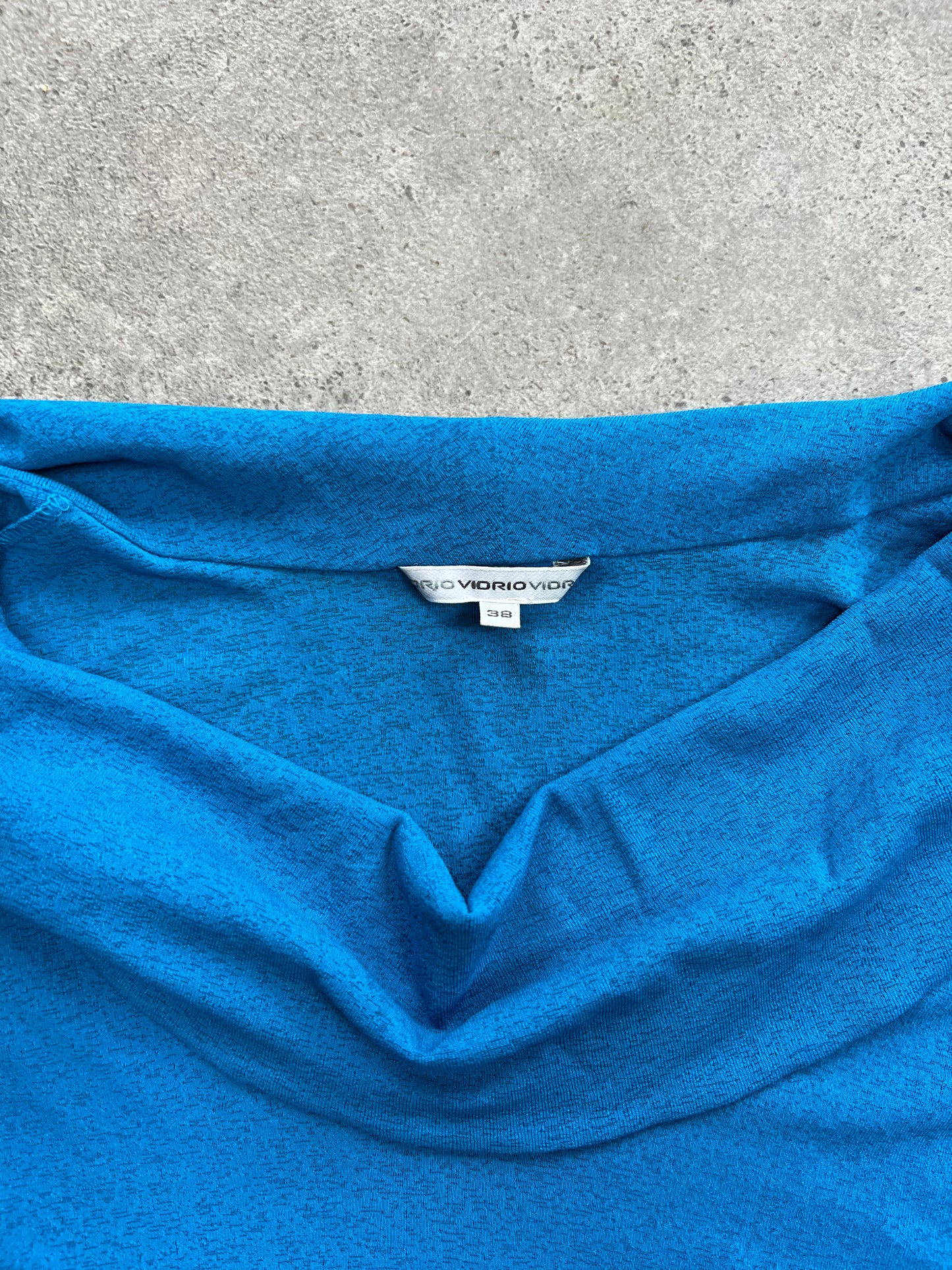 90s blue stretchy long sleeve - Size S