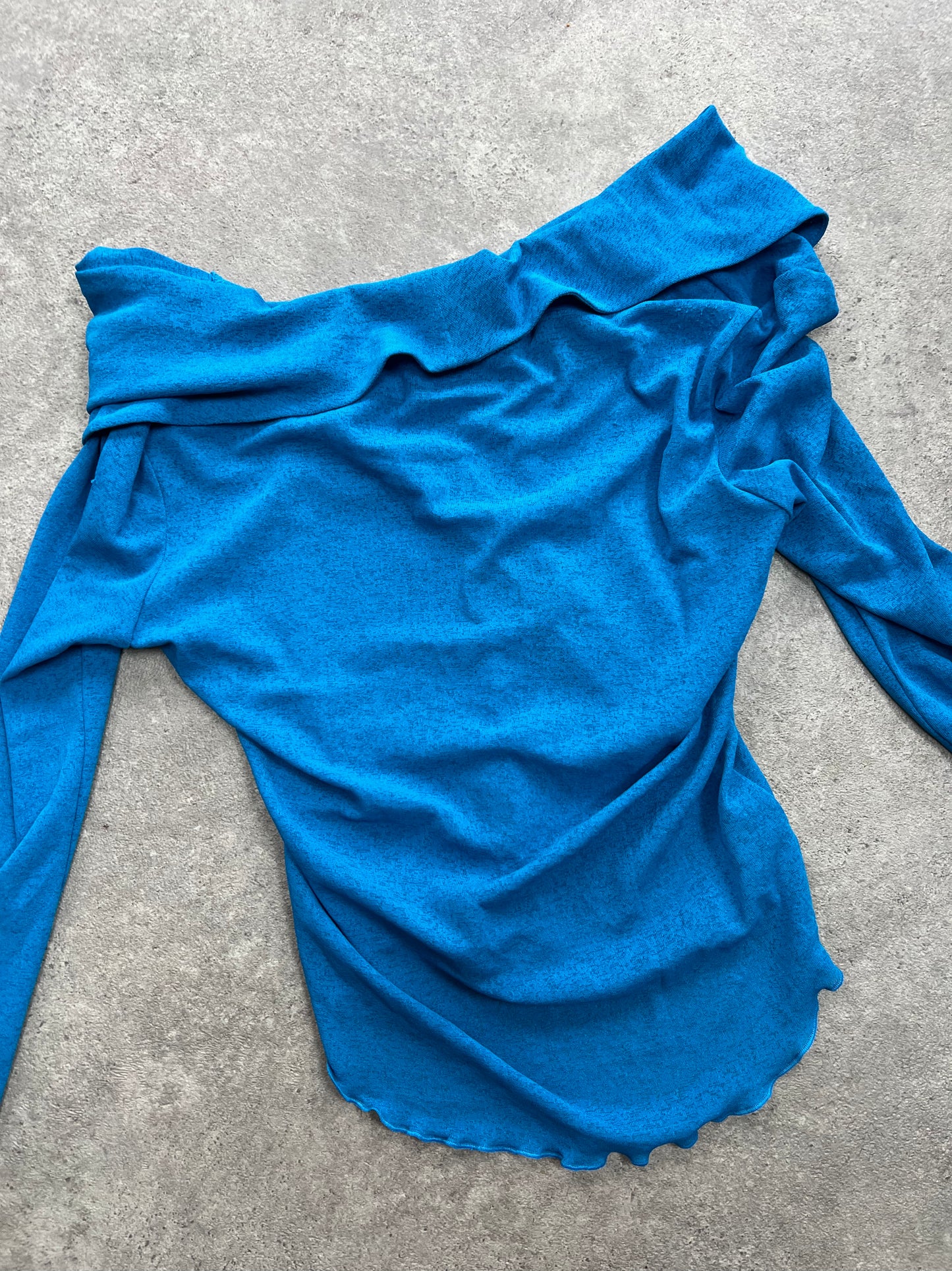 90s blue stretchy long sleeve - Size S