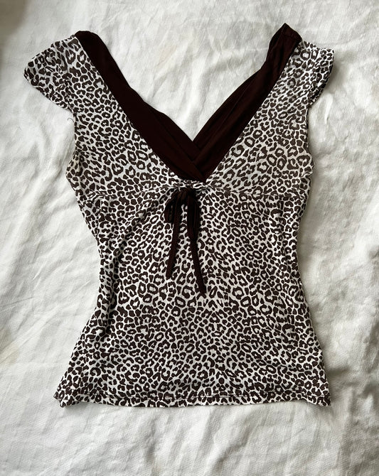 90s leopard print stretch top - Size M
