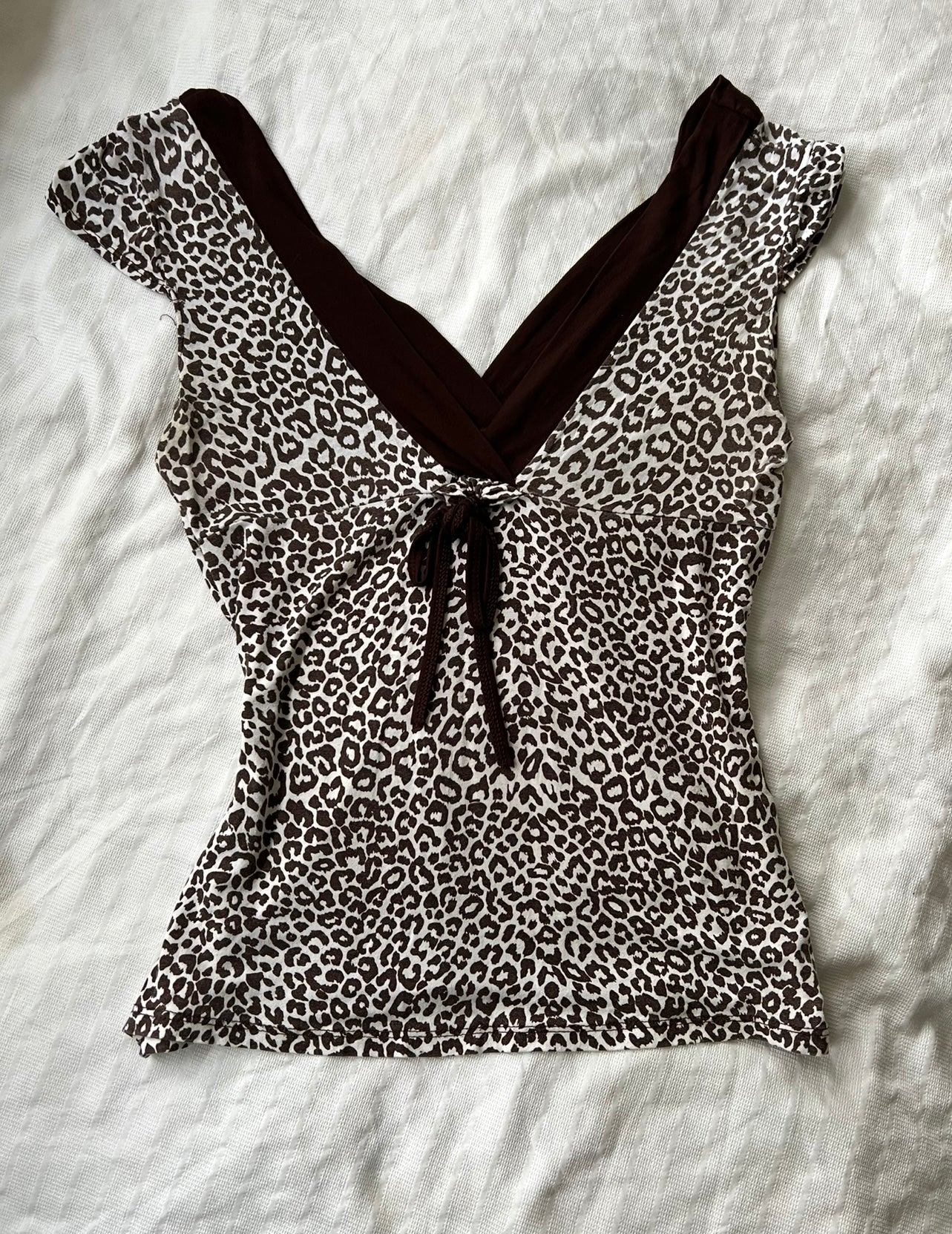 90s leopard print stretch top - Size M