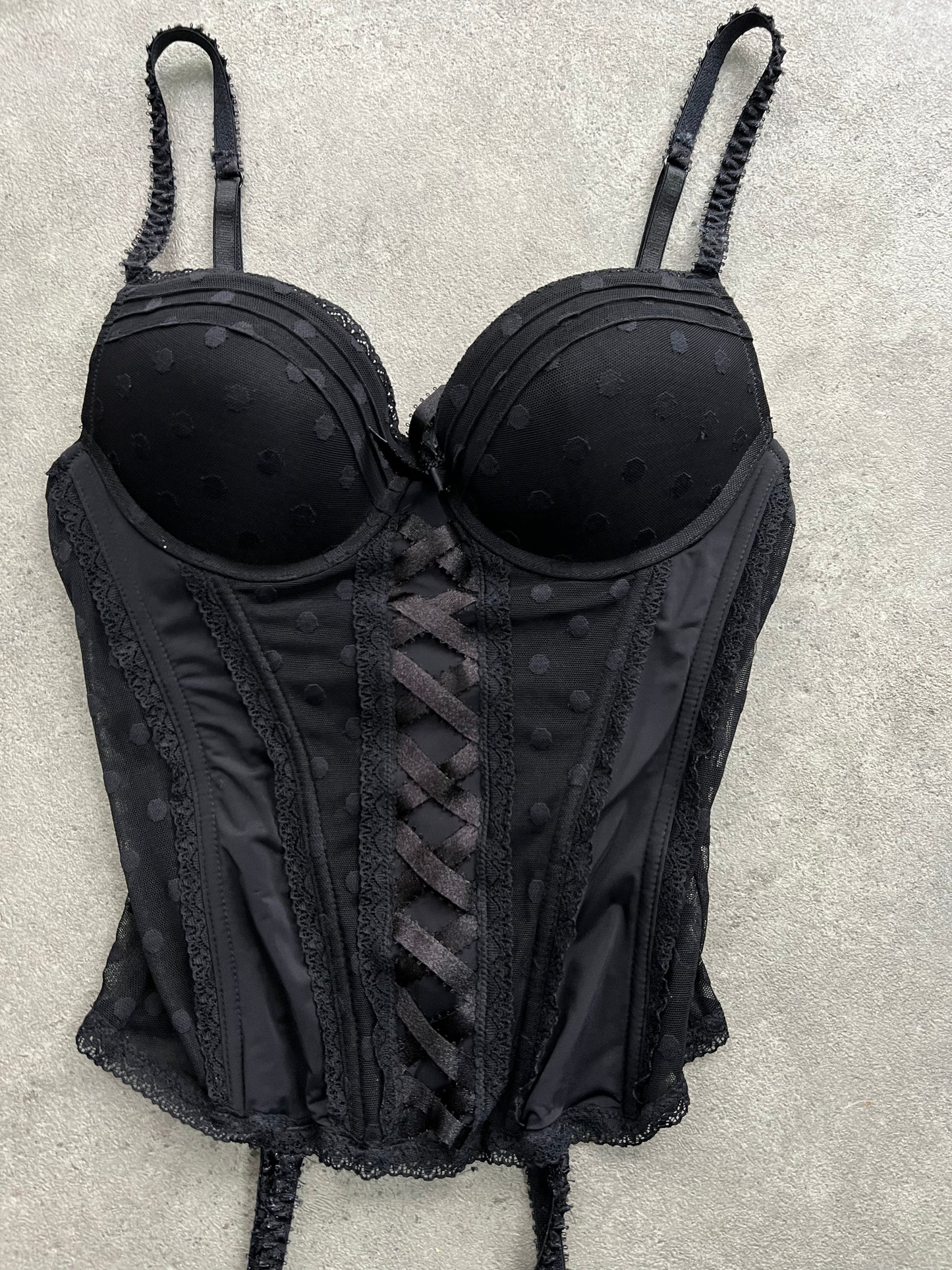 00s black polka dot corset - Size S