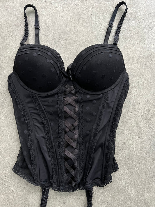 00s black polka dot corset - Size S