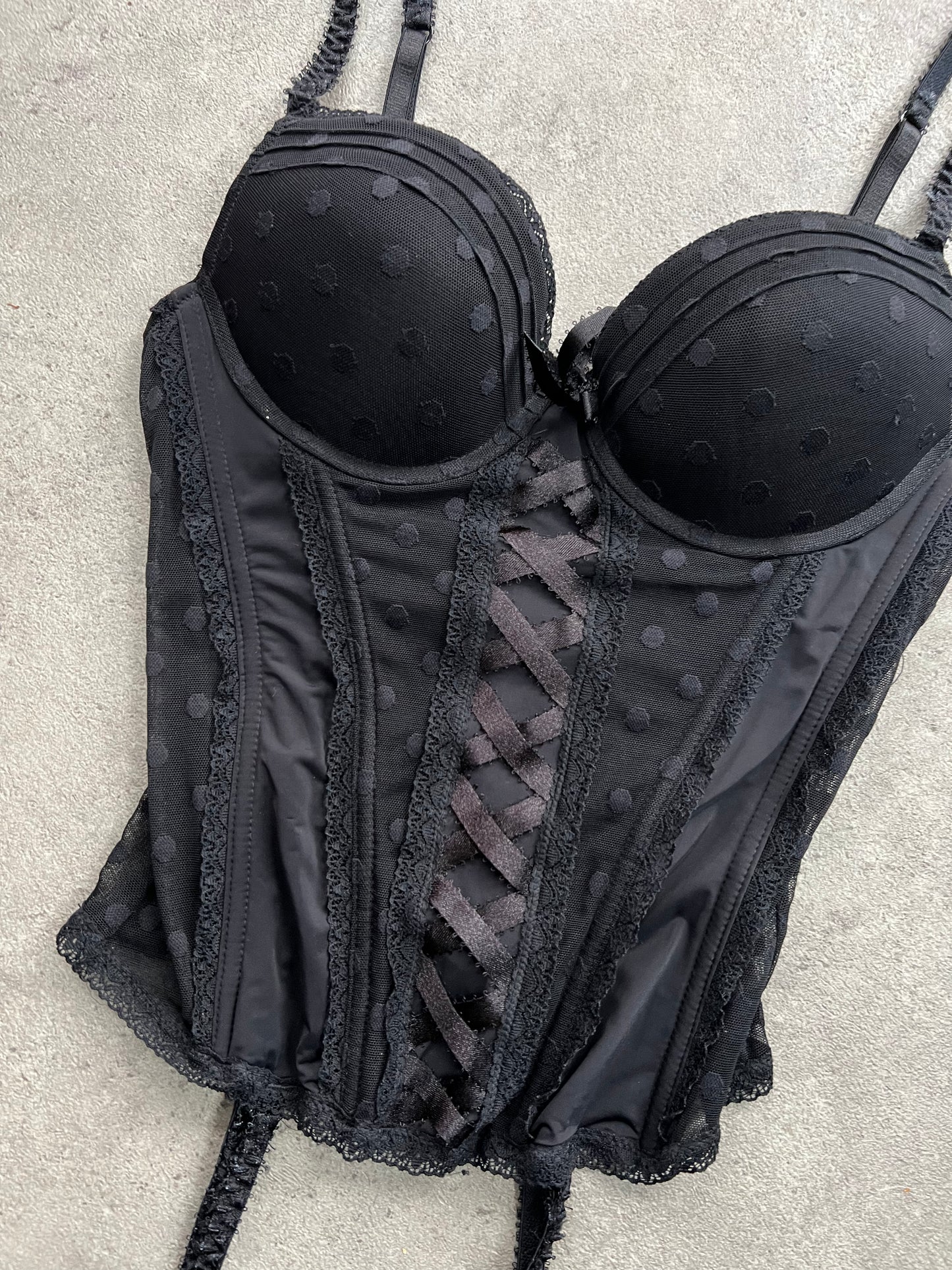 00s black polka dot corset - Size S