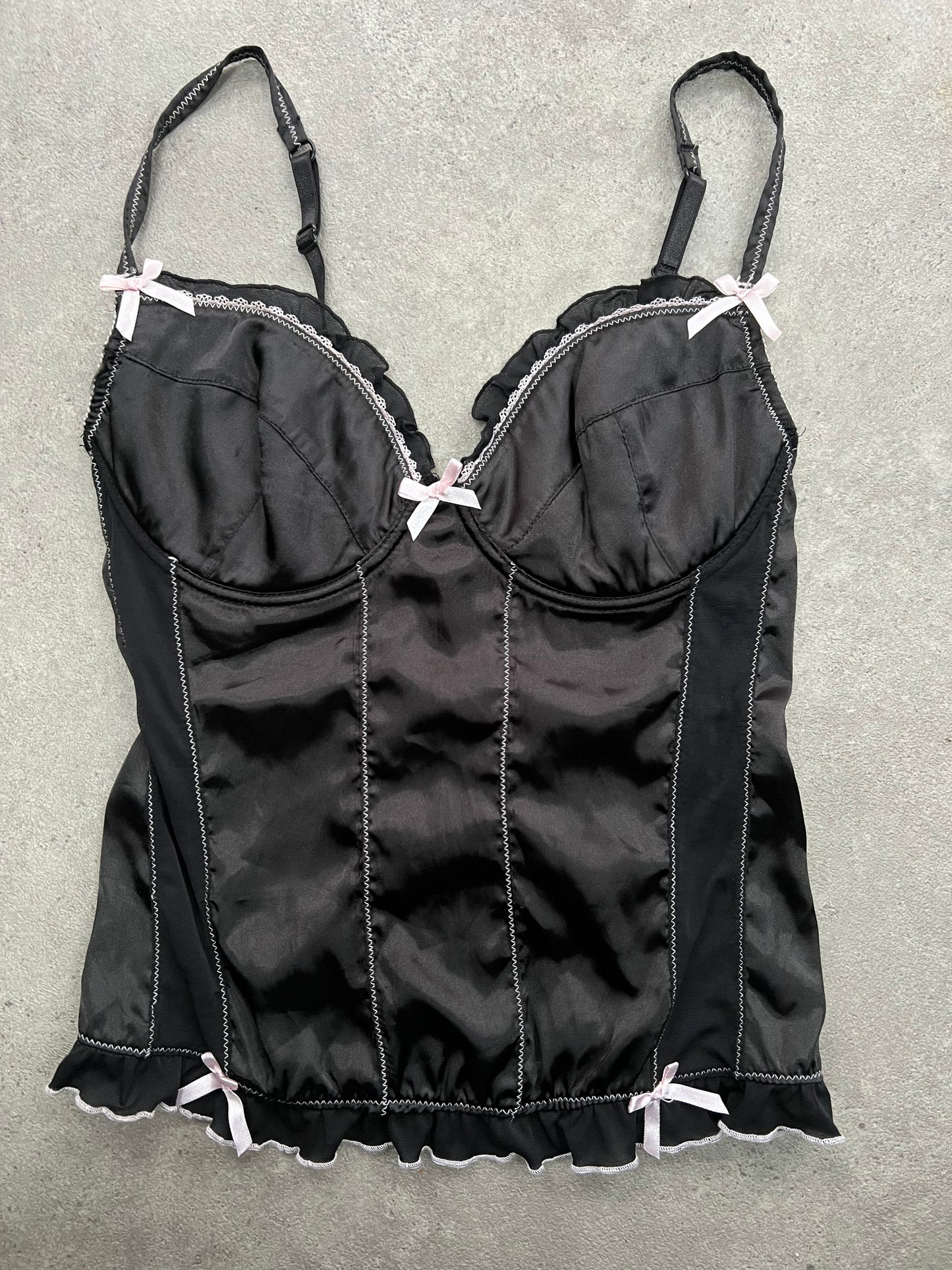 Black Satin Coquette Corset - Size s/m