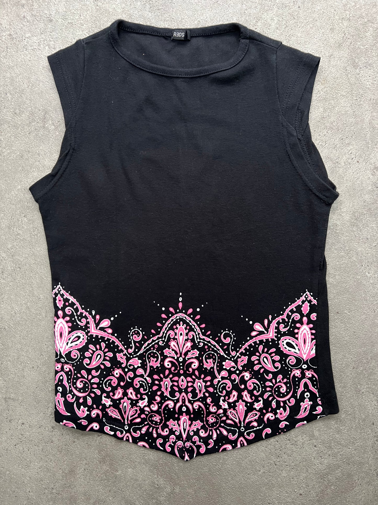 00s black floral vest top - Size S