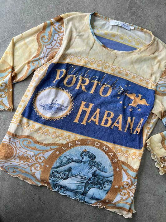 Graphic Print Mesh Long Sleeve - Size M/L