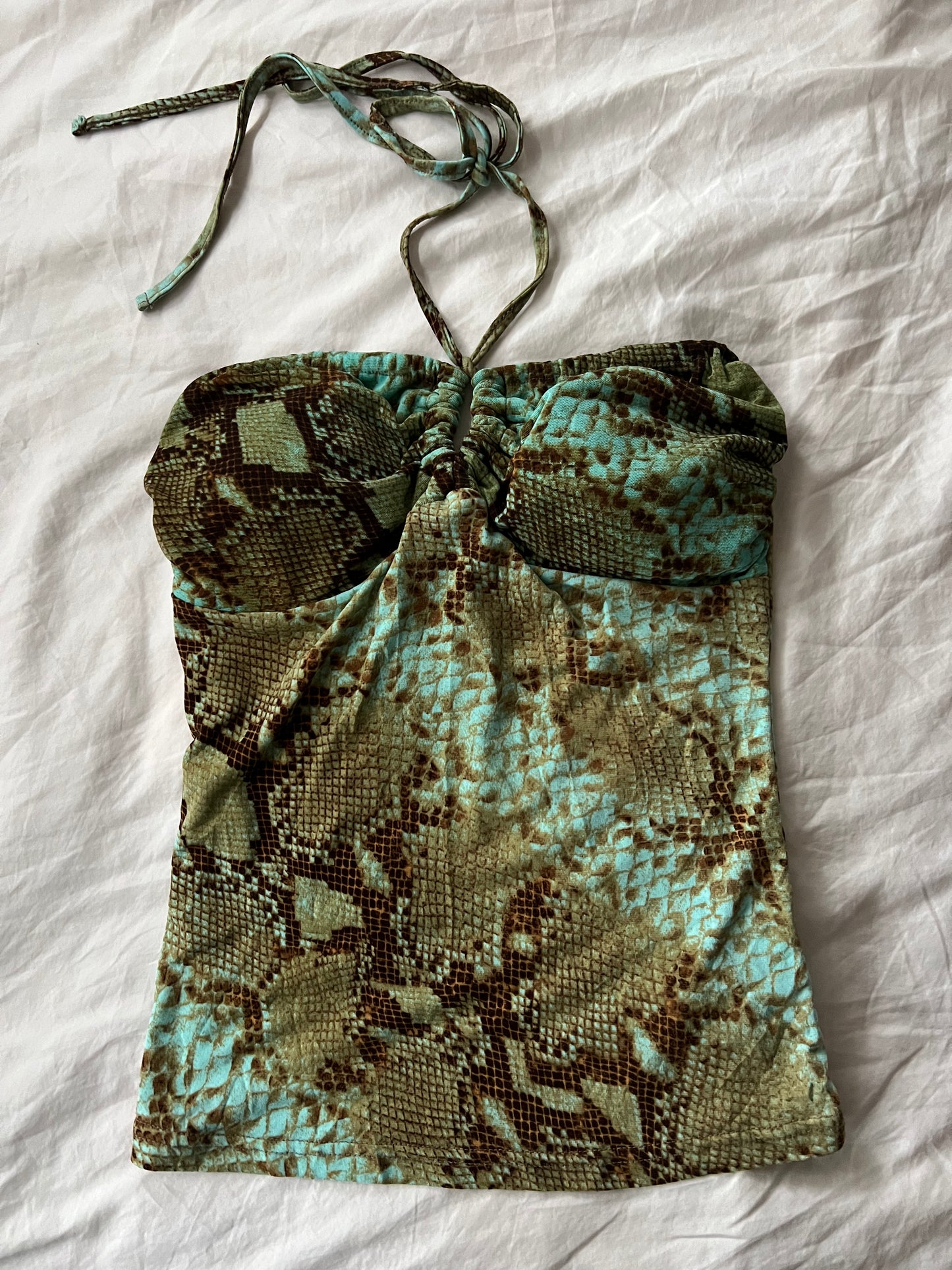 Y2K snake print halter neck boob tube - Size S/M