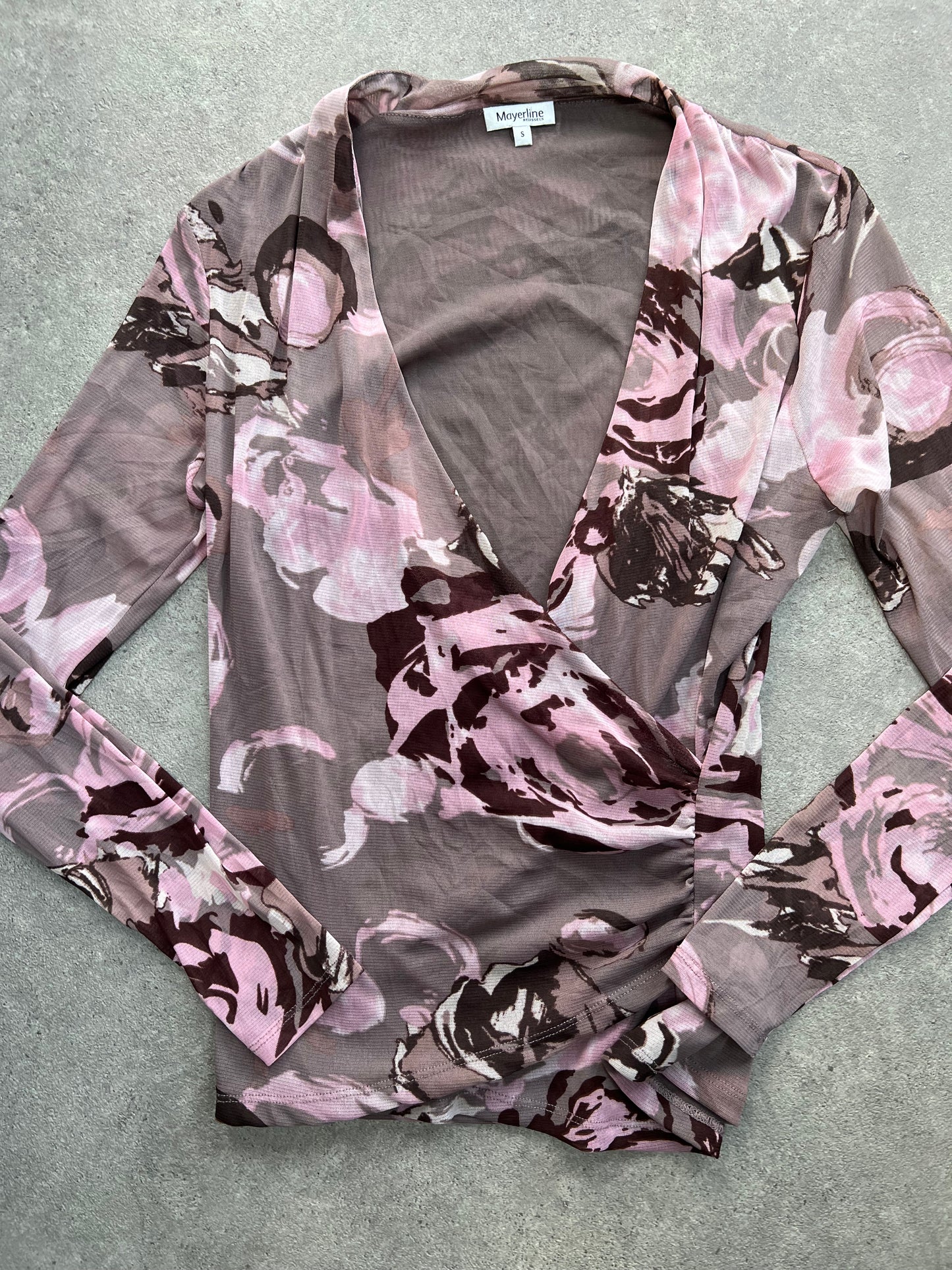 Long Sleeve Wrap Mesh Top (M)