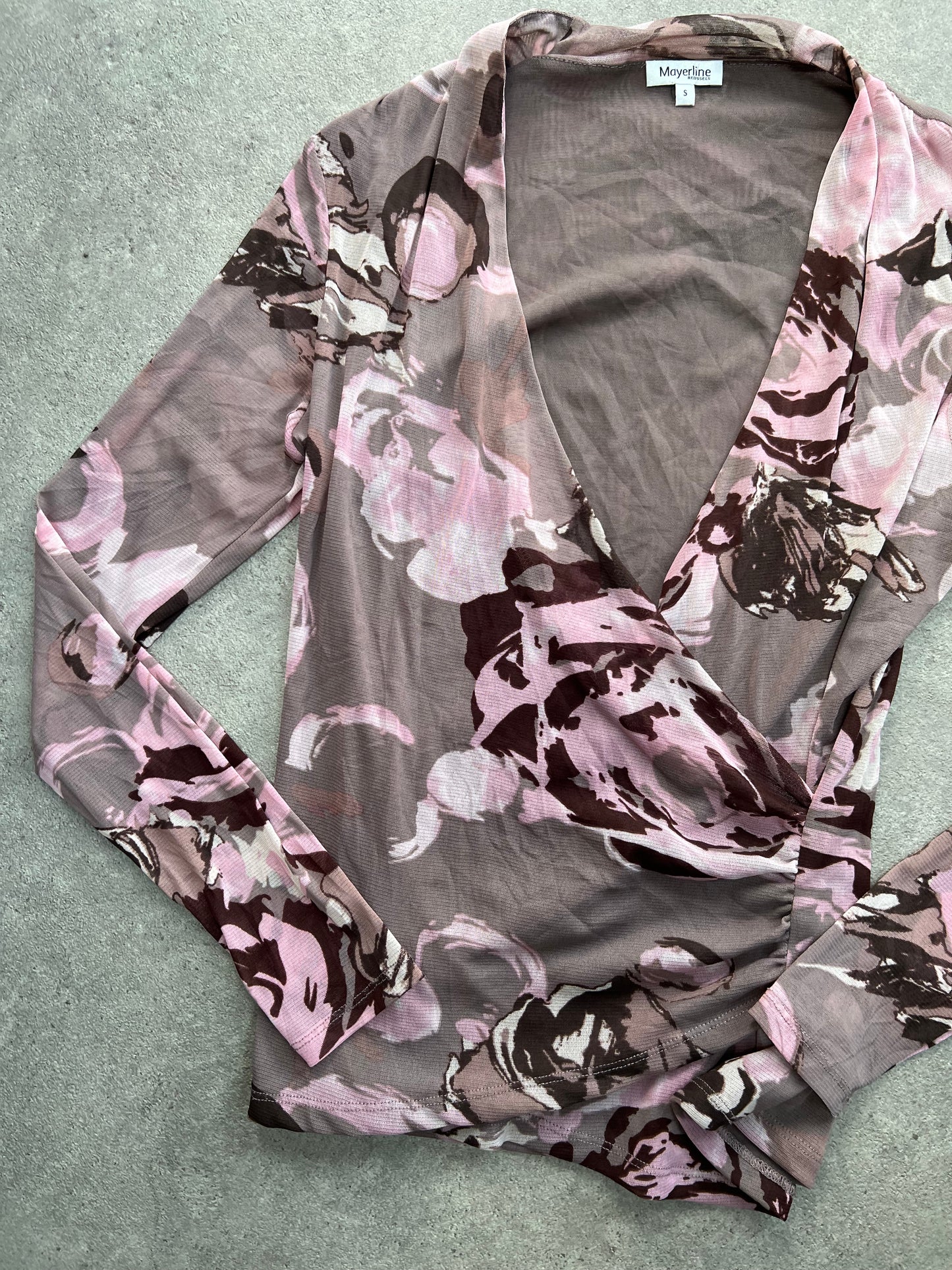 Long Sleeve Wrap Mesh Top (M)