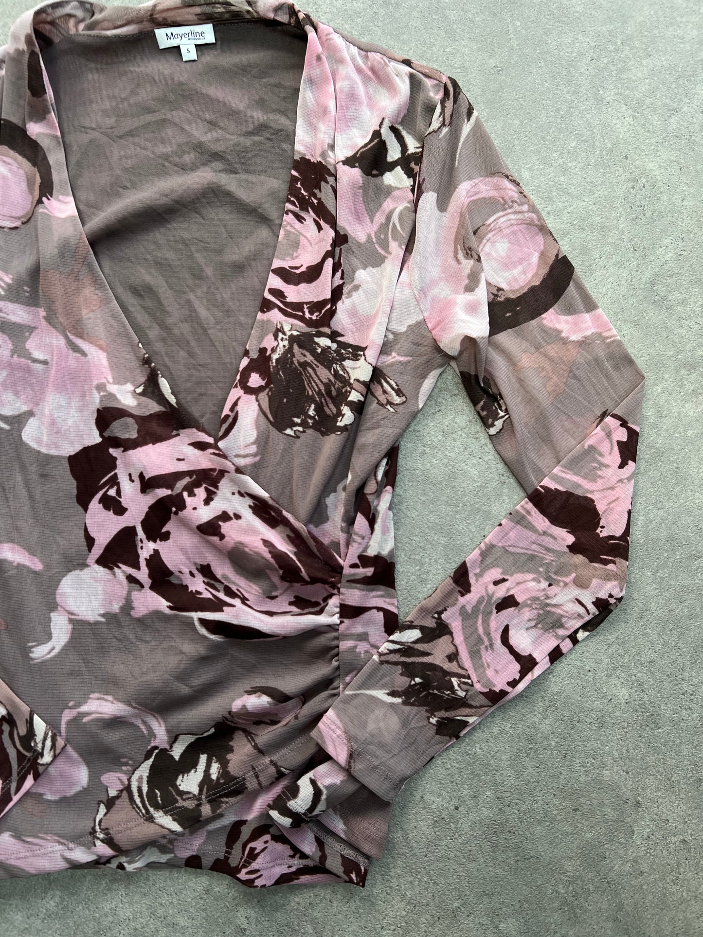 Long Sleeve Wrap Mesh Top (M)