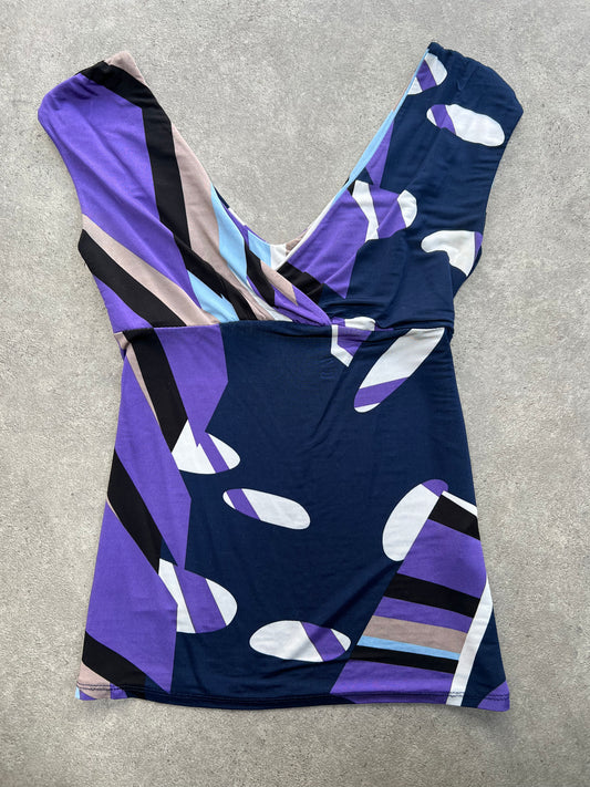 90s purple graphic print top - Size S/M