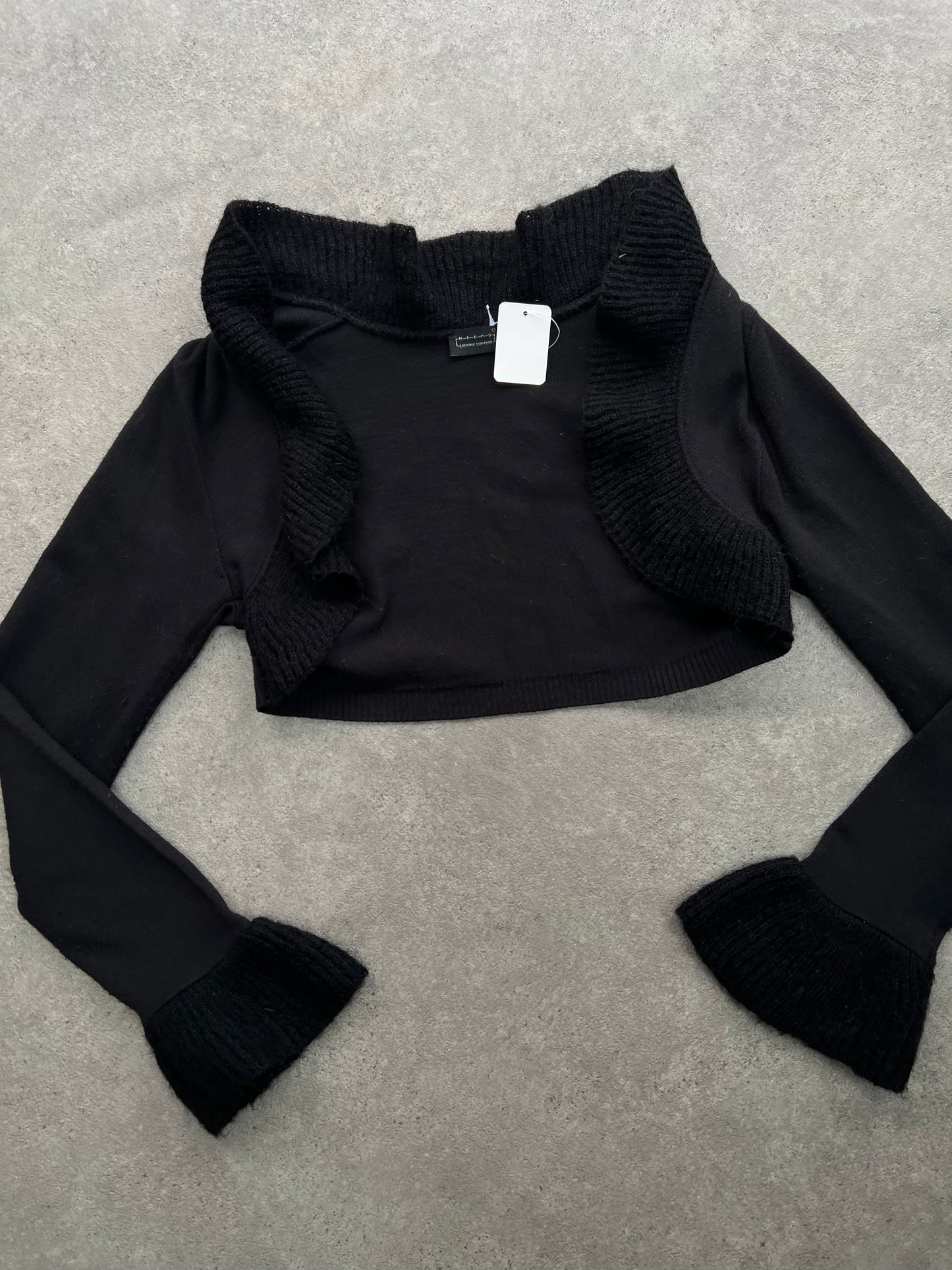 90s Black Ruffle Hem Bolero (S)