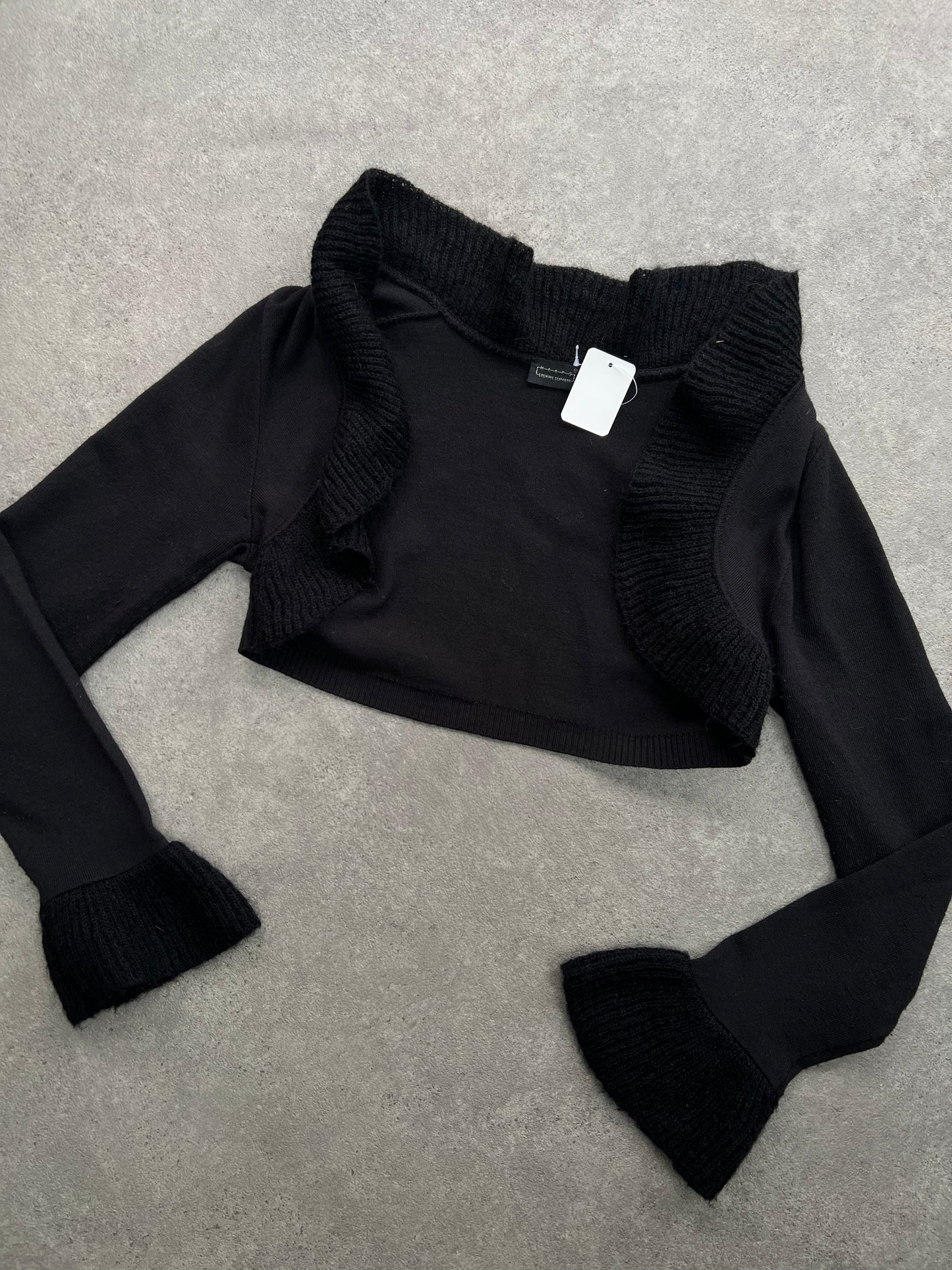 90s Black Ruffle Hem Bolero (S)