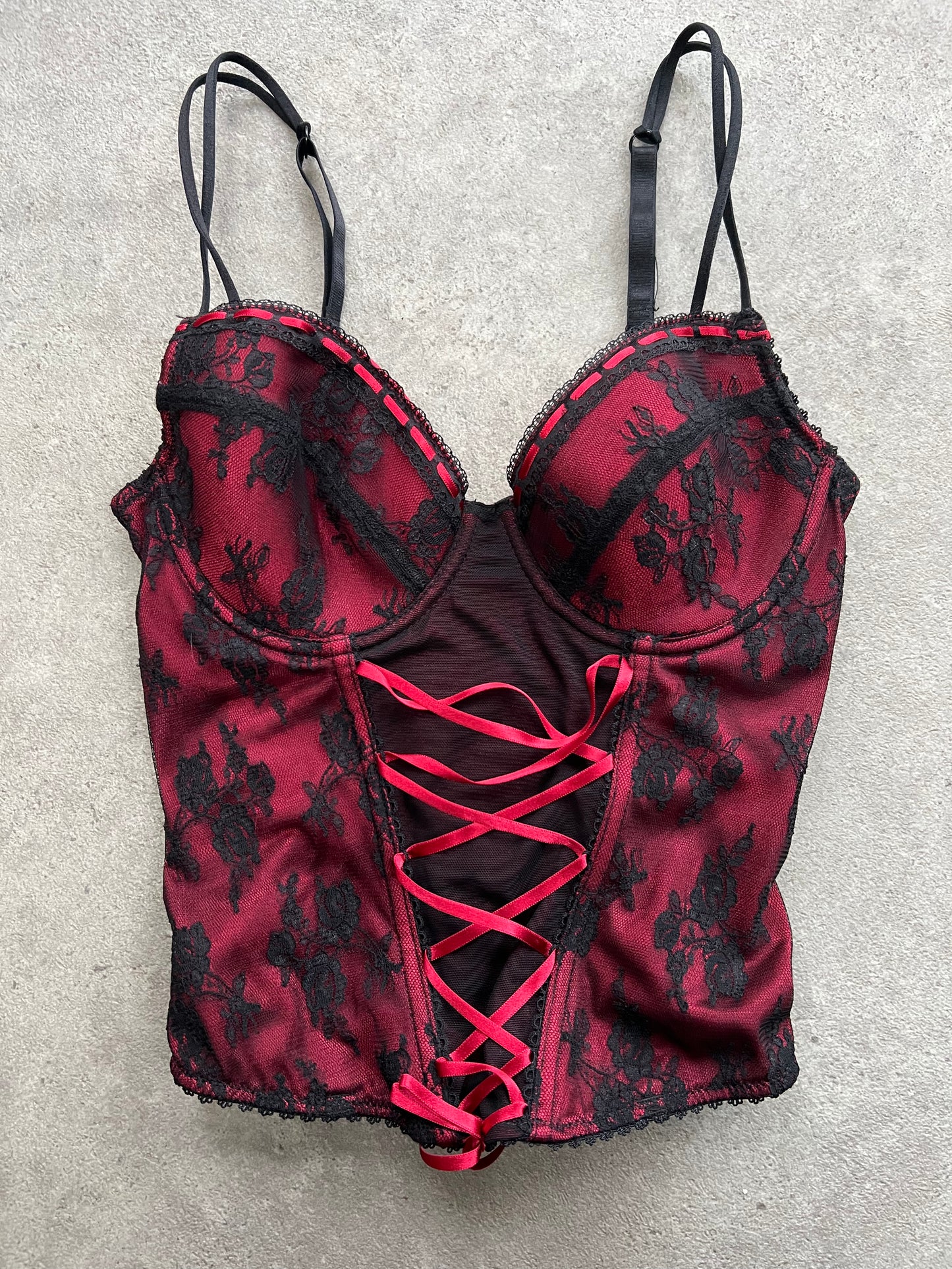 00s red black corset - Size S