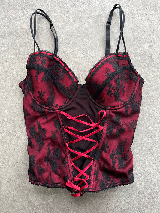 00s red black corset - Size S