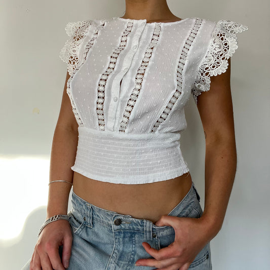 Y2K vintage white linen top by Pimkie - Size S