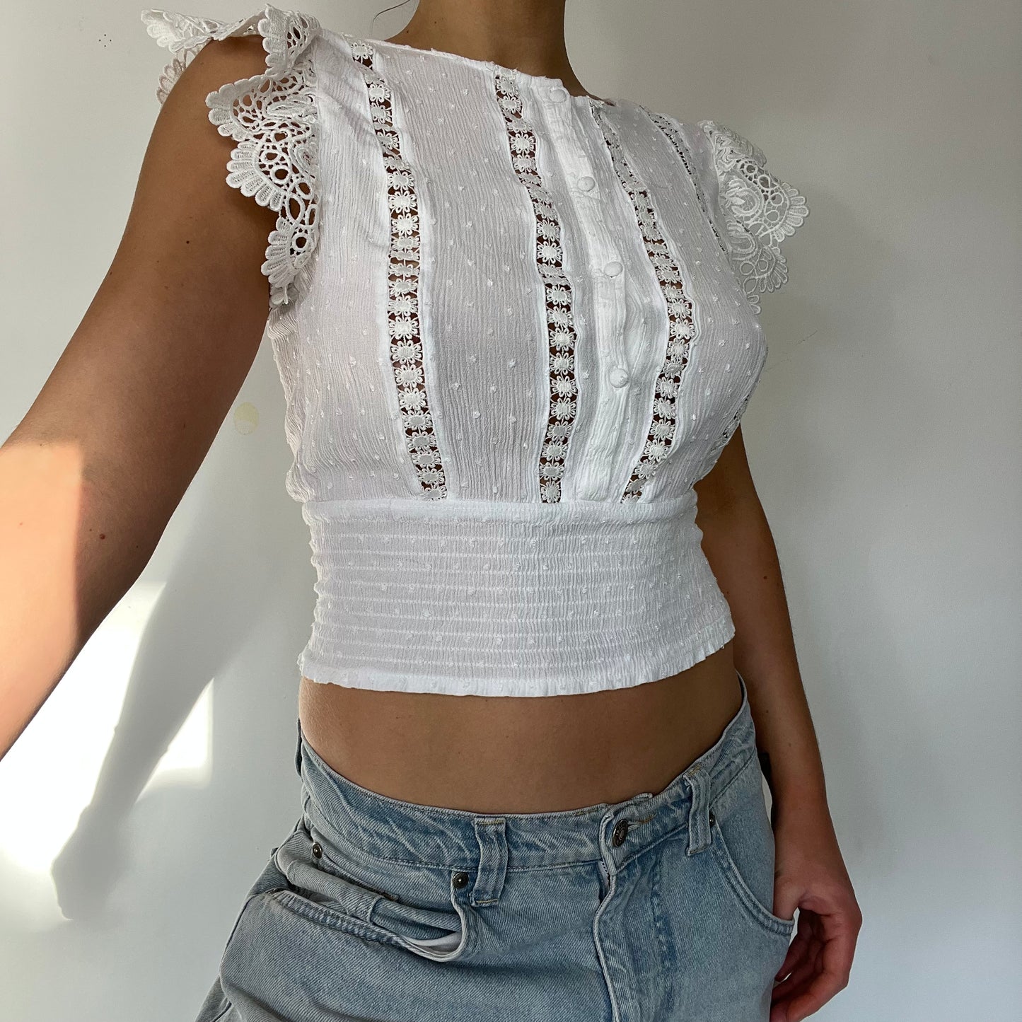 Y2K vintage white linen top by Pimkie - Size S