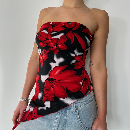 00s y2k vintage boob tube asymmetric top - Size S