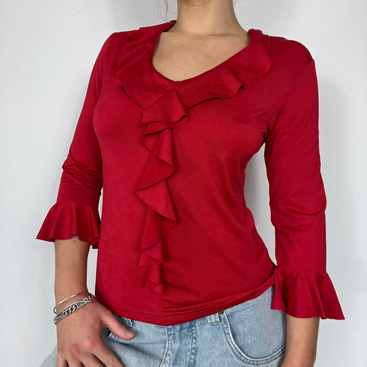 Y2K vintage ruffle long sleeve red top - Size S/M